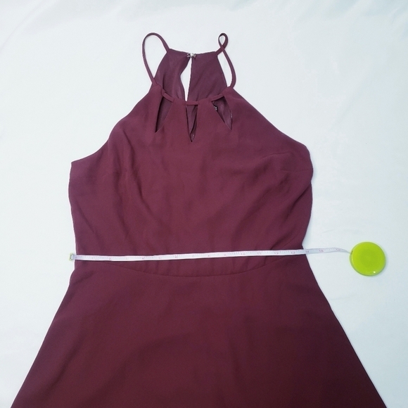 NWT Express Halter Fit & Flare Cutout Dress Burgundy Size 8 - Picture 7 of 10